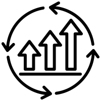Marketing analytics and performance growth icon